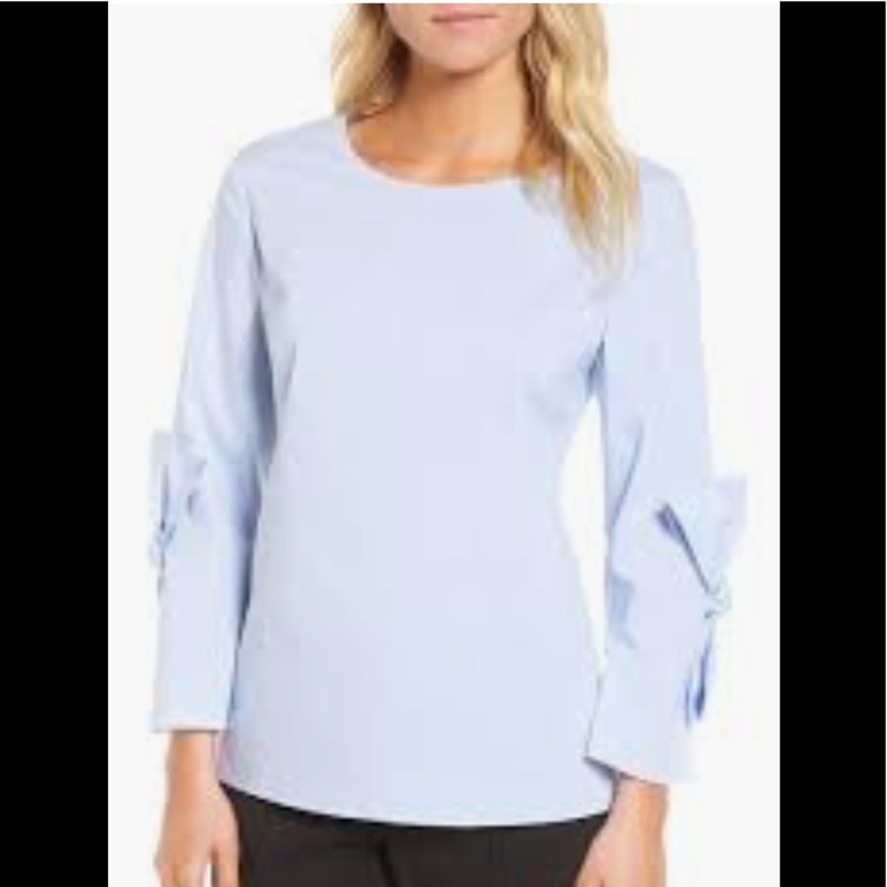 Emerson Rose light Blue Bow Sleeve Top size large
